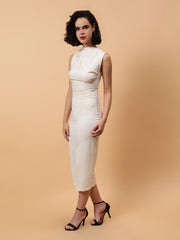 Gaiia Draped Sleevless Midi Dress