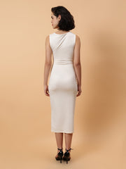 Gaiia Draped Sleevless Midi Dress