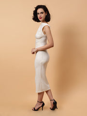 Gaiia Draped Sleevless Midi Dress
