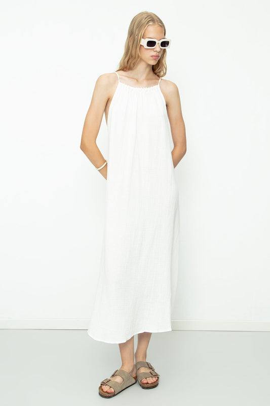 Gaiia Cotton Beaded Maxi Dress