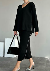 Gaiia Women Ribbed Top & Skirt Co-Ord Set