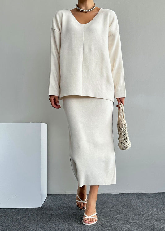 Gaiia Women Ribbed Top & Skirt Co-Ord Set