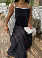 Gaiia Halter Neck Black Long Amanda Dress - Black