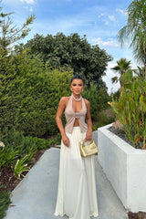 Gaiia 3D Flower Halter Neck Crop Tank Top