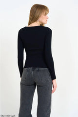 Gaiia Boat Neck Long Sleeve Top