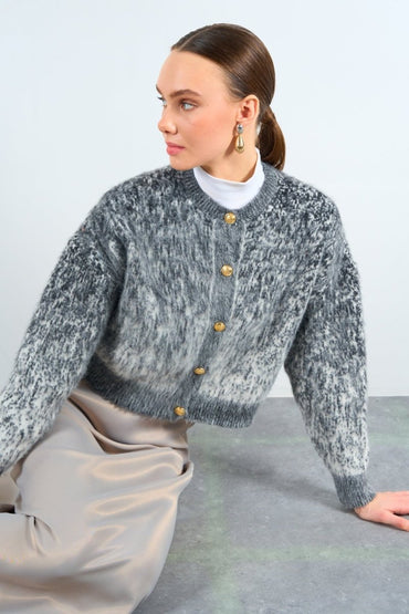 Gaiia Patterned Colorful Raised Knitwear Cardigan - GAIIA