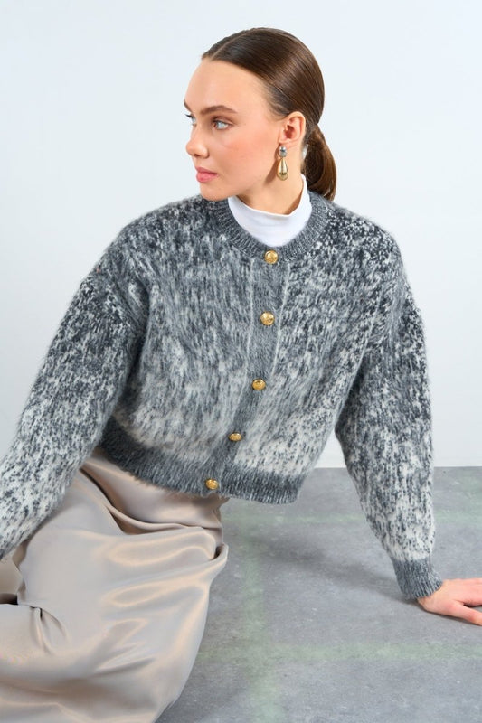 Gaiia Patterned Colorful Raised Knitwear Cardigan - GAIIA