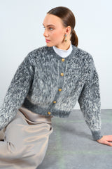 Gaiia Patterned Colorful Raised Knitwear Cardigan