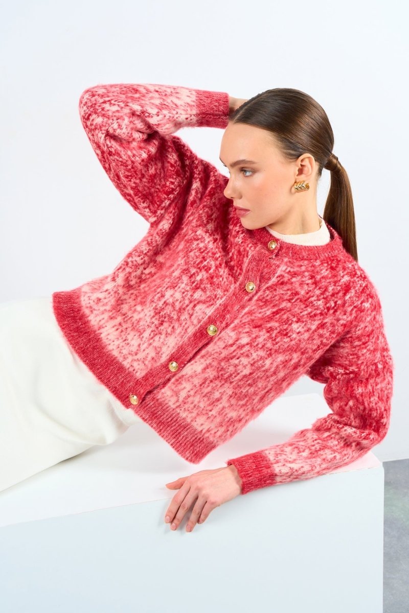 Gaiia Patterned Colorful Raised Knitwear Cardigan - GAIIA