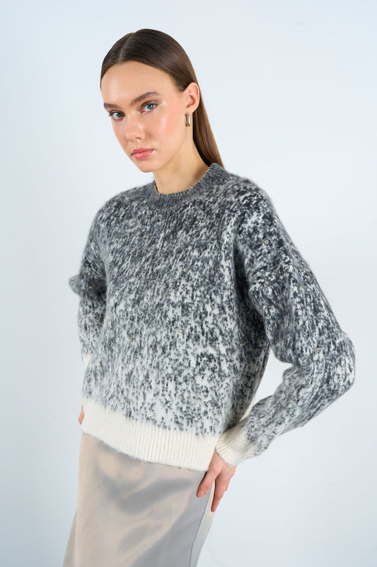 Gaiia Gradient Fuzzy Crewneck Sweater