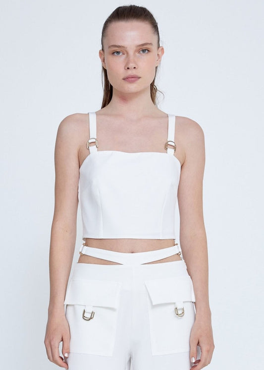 Gaiia Crop Top With Skirt Co - Ord Set - White - GAIIA