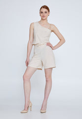 Gaiia Belted Twill Co-Ord Set - Cream