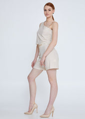 Gaiia Belted Twill Co-Ord Set - Cream