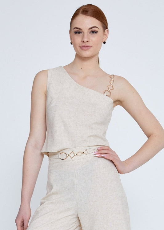 Gaiia Belted Twill Co - Ord Set - Cream - GAIIA