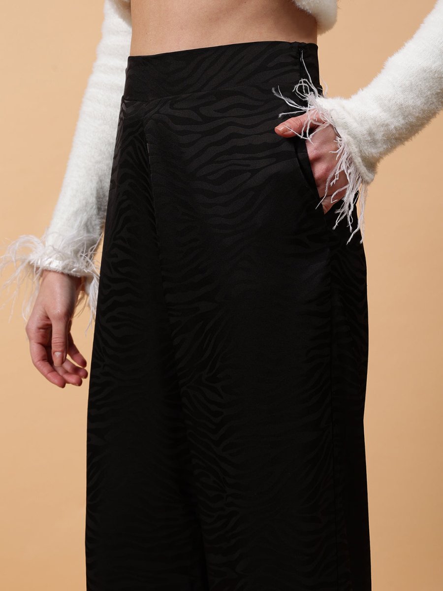 Gaiia Zebra Stripe Wide Leg Pants - GAIIA