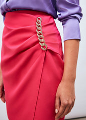 Gaiia Gathered-Skirt-With-Chain