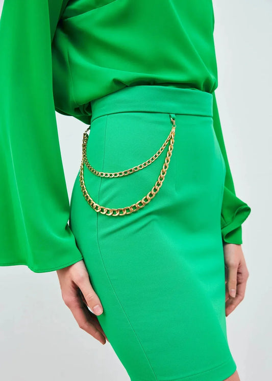 Gaiia Solid Color Chain Skirt