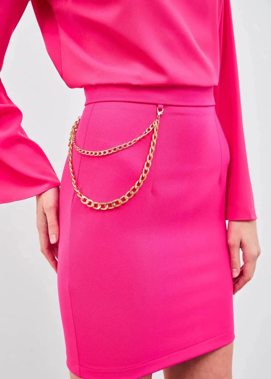 Gaiia Solid Color Chain Skirt - GAIIA