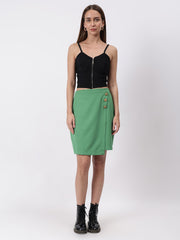 Gaiia Solid Three Button Skirt