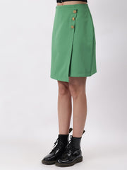 Gaiia Solid Three Button Skirt