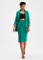 Gaiia Knee Length Solid Color Skirt