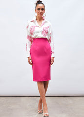 Gaiia Knee Length Solid Color Skirt