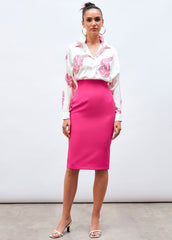 Gaiia Knee Length Solid Color Skirt