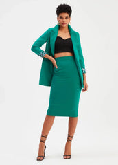 Gaiia Knee Length Solid Color Skirt