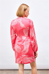 Gaiia Satin Printed Wrap Around Dress