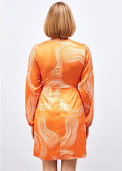 Gaiia Satin Printed Wrap Around Dress