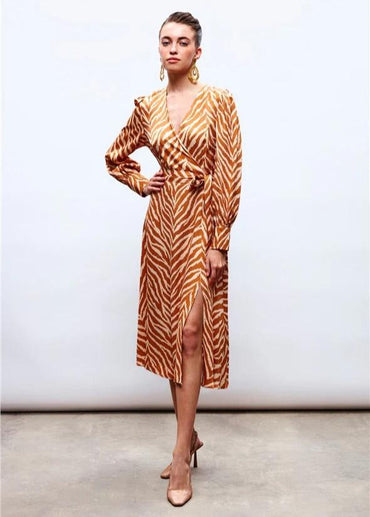 Gaiia Zebra Print Satin Dress - GAIIA