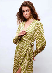 Gaiia Zebra Print Satin Dress