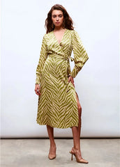 Gaiia Zebra Print Satin Dress