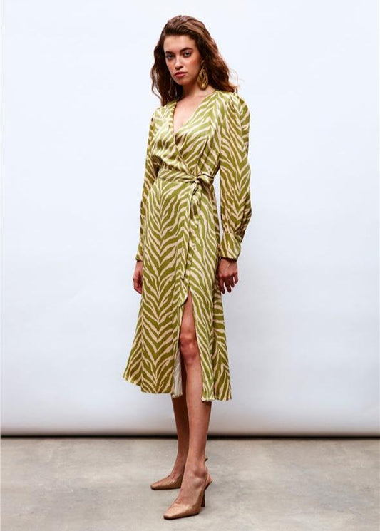 Gaiia Zebra Print Satin Dress - GAIIA