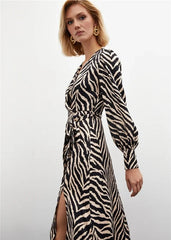Gaiia Zebra Print Satin Dress