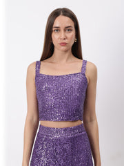 Gaiia Blingy Sequin Top And Shorts Set - Purple