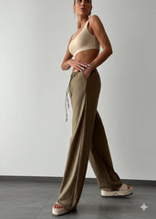 Gaiia Women Elasticated Wide Leg Pants