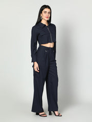 Gaiia Cropped Zipper Jacket With Cargo Pants