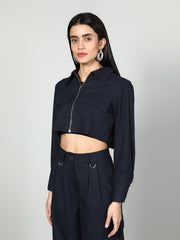 Gaiia Cropped Zipper Jacket With Cargo Pants