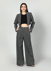 Gaiia Cropped Blazer And Wide Leg Trousers Set