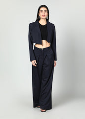 Gaiia Cropped Blazer And Wide Leg Trousers Set