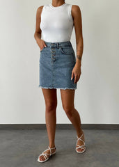 Gaiia Denim Studded Mini Skirt