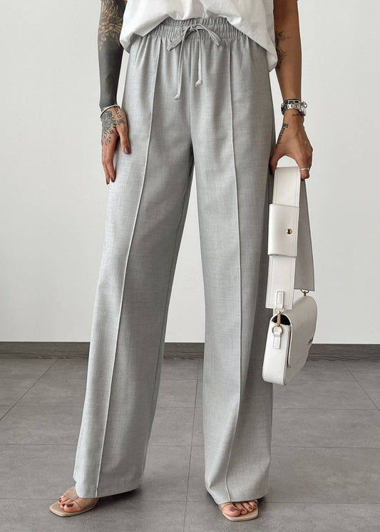 Gaiia Elasticated Wide Leg Pants With Crease
