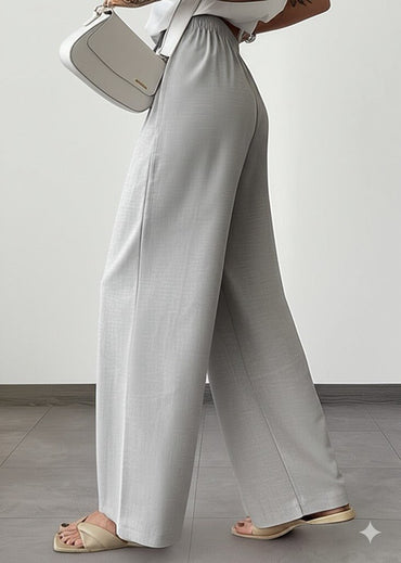 Gaiia Elasticated Wide Leg Pants With Crease - GAIIA