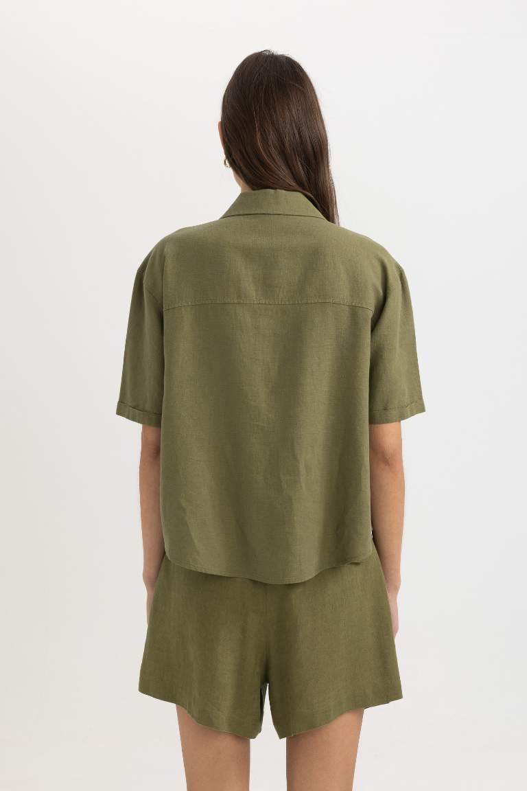 Gaiia Half Sleeves Two Pocket Shirt With Shorts - Beige - GAIIA