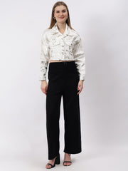 Gaiia Foil Abstract Print Denim Jacket - White