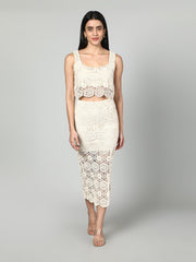 Gaiia Crochet Beachwear Co-Ord Set - Beige