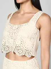 Gaiia Crochet Beachwear Co-Ord Set - Beige