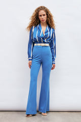 Gaiia Satin Vertical Stripes Crop Top