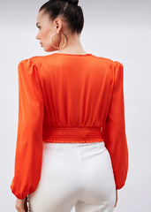 Gaiia Satin Crop Top With Padded Shoulder - Green